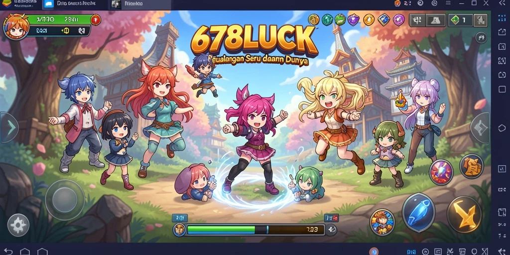 Tampilan gameplay seru dari 678LUCK dengan karakter anime klasik.