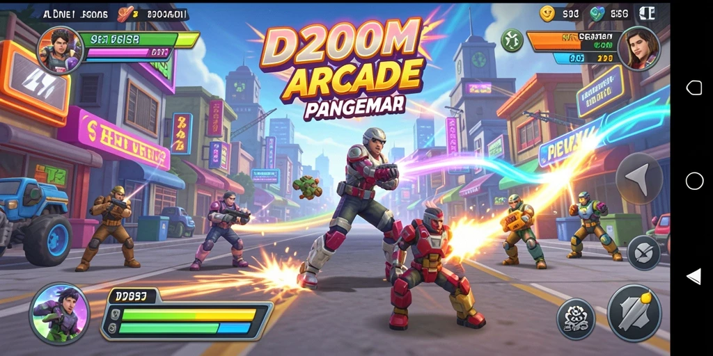 Tampilan seru gameplay D200M dengan aksi arcade yang mengasyikkan.