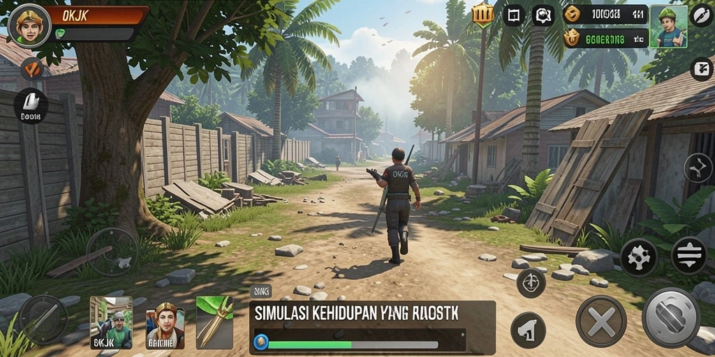 Screenshot menunjukkan gameplay mendalam dari OKJK dengan interaksi sosial yang aktif.