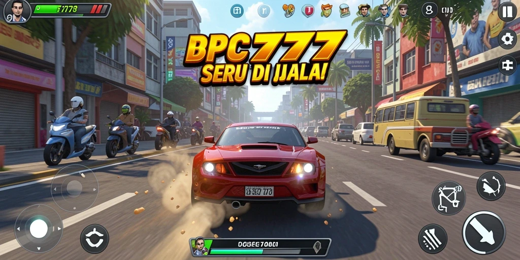Screenshot gameplay PC777 menampilkan aksi balapan yang seru dan mendebarkan.