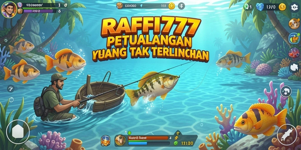 Tampilan screenshot gameplay RAFFI777 yang mendebarkan saat memancing.