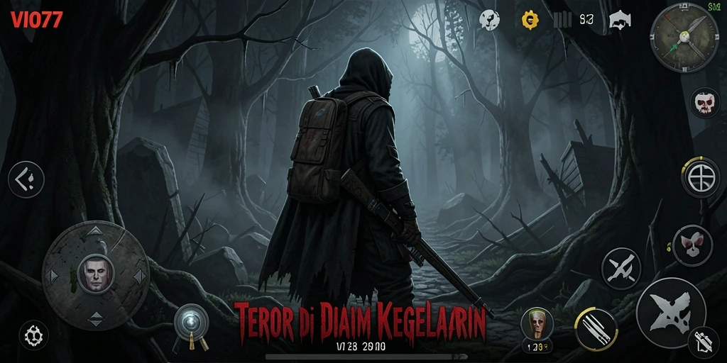 Screenshot gameplay VIO77 dengan elemen horor yang mendalam.